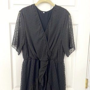 Black Polka-Dot Ruffle Dress